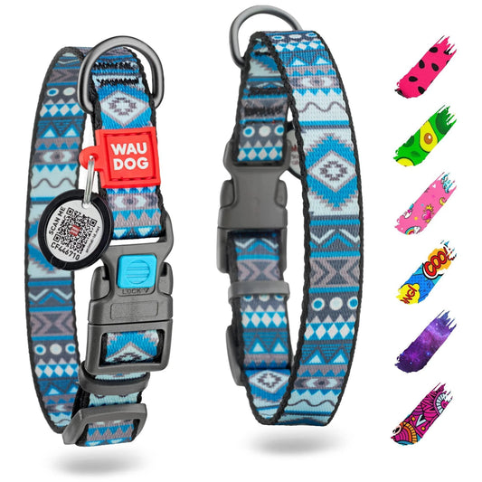 Nylon Dog Collar Adjustable Dog Collar for Large Dogs Small & Medium Dogs Breakaway Puppy Collars for Large Breed Dogs Boy & Girl Dog Collars with Durable Plastic Buckle and QR Dog Tag